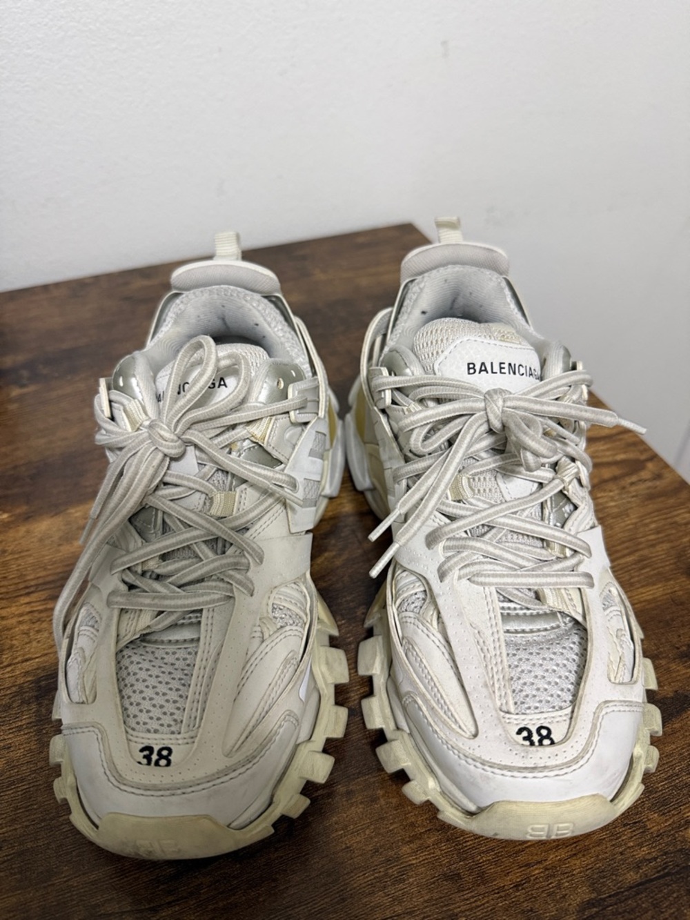 Balenciaga Chunky Lace-Up Sneakers in Cream - Picture 1 of 5